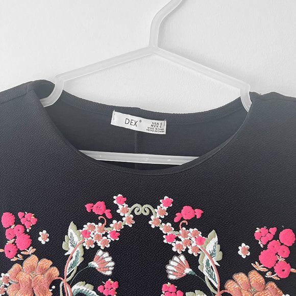 NEW! DEX  Mini Embroidered Cap Sleeve Black Dress, Size S - Picture 8 of 13